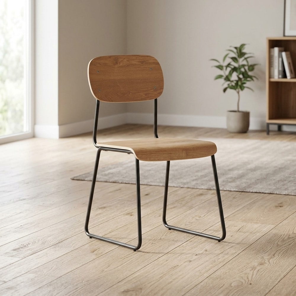 Silla de comedor moderna madera natural y negro