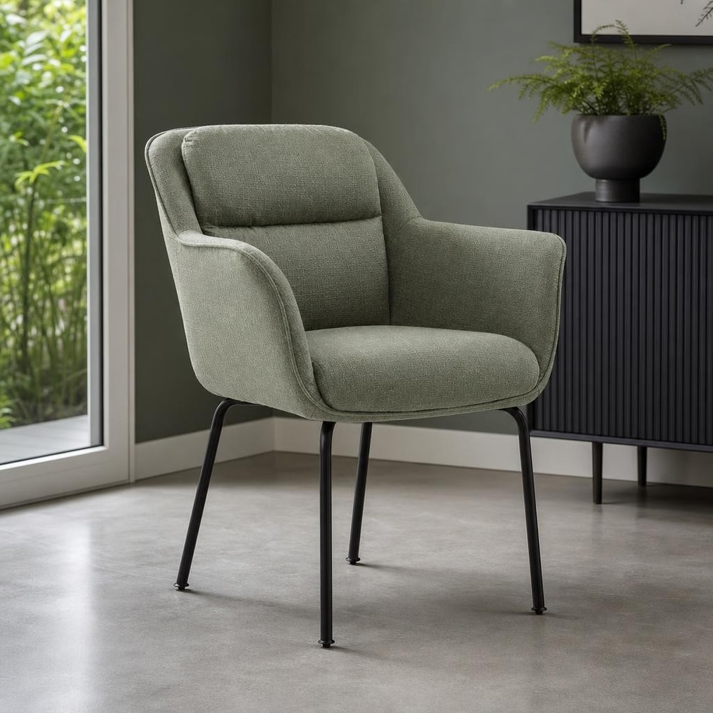 Silla de comedor con brazos gris verdoso