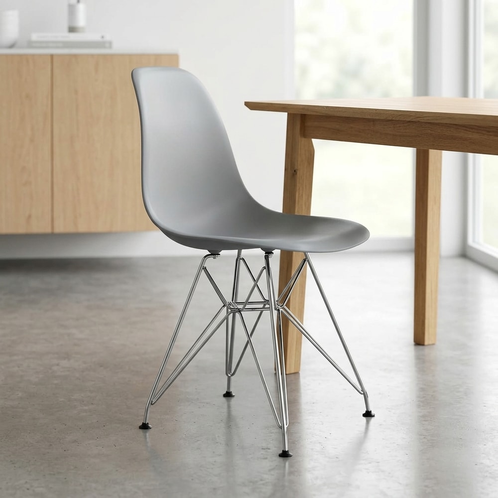 Silla de comedor gris con patas de acero