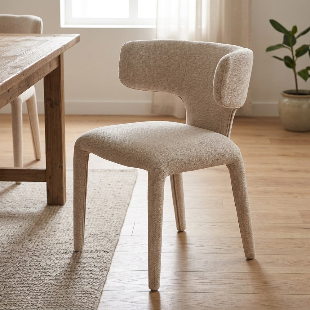 Silla de comedor con patas tapizadas en beige