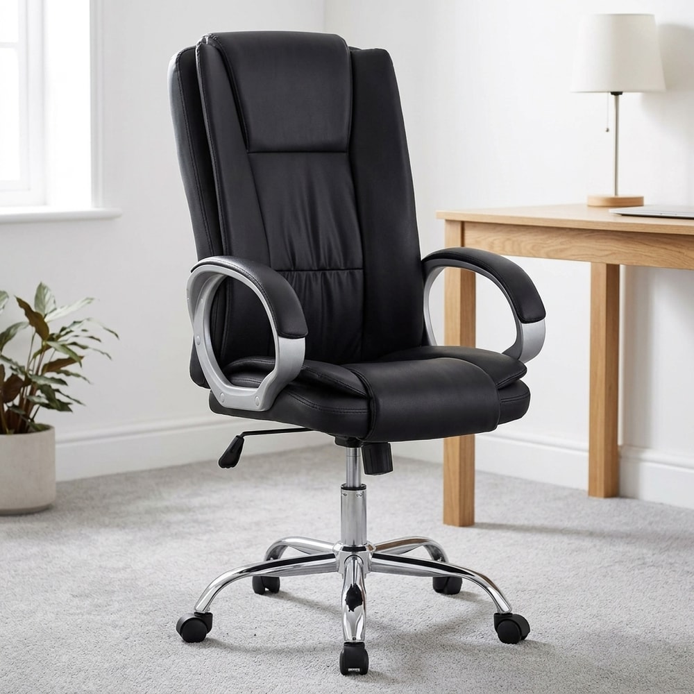 Sillón de oficina giratorio en símil piel negro