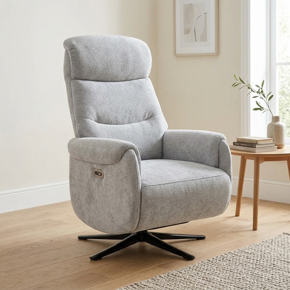 Sillón relax eléctrico de tela gris claro