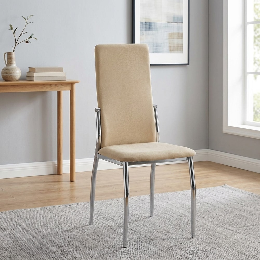 Pack de 6 sillas de comedor tapizadas en beige