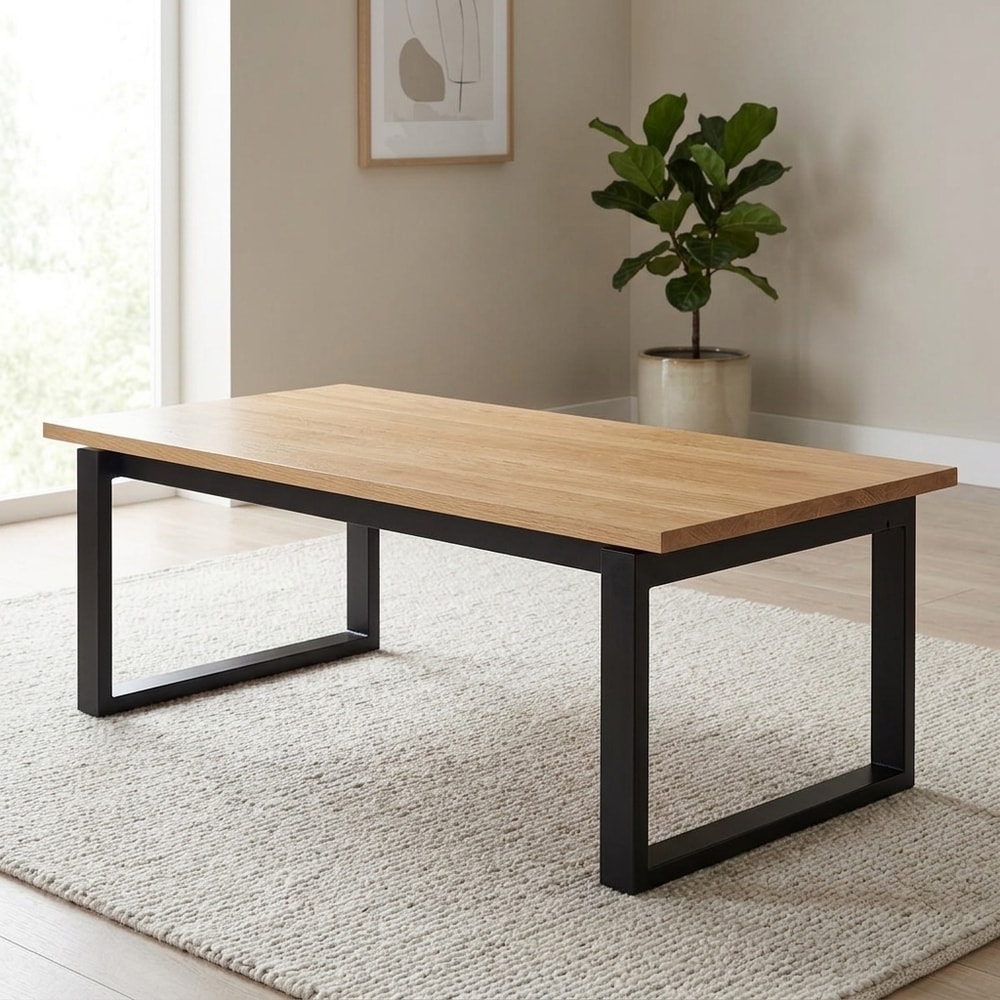 Mesa de comedor industrial roble y patas negras