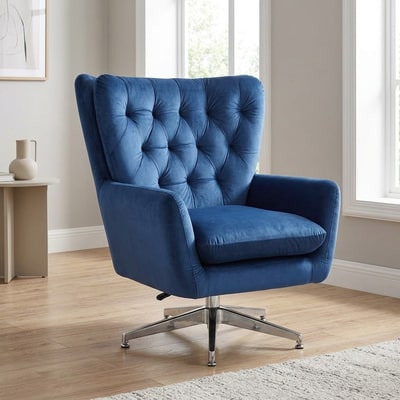 Sillón Giratorio Velvet Azul Regulable
