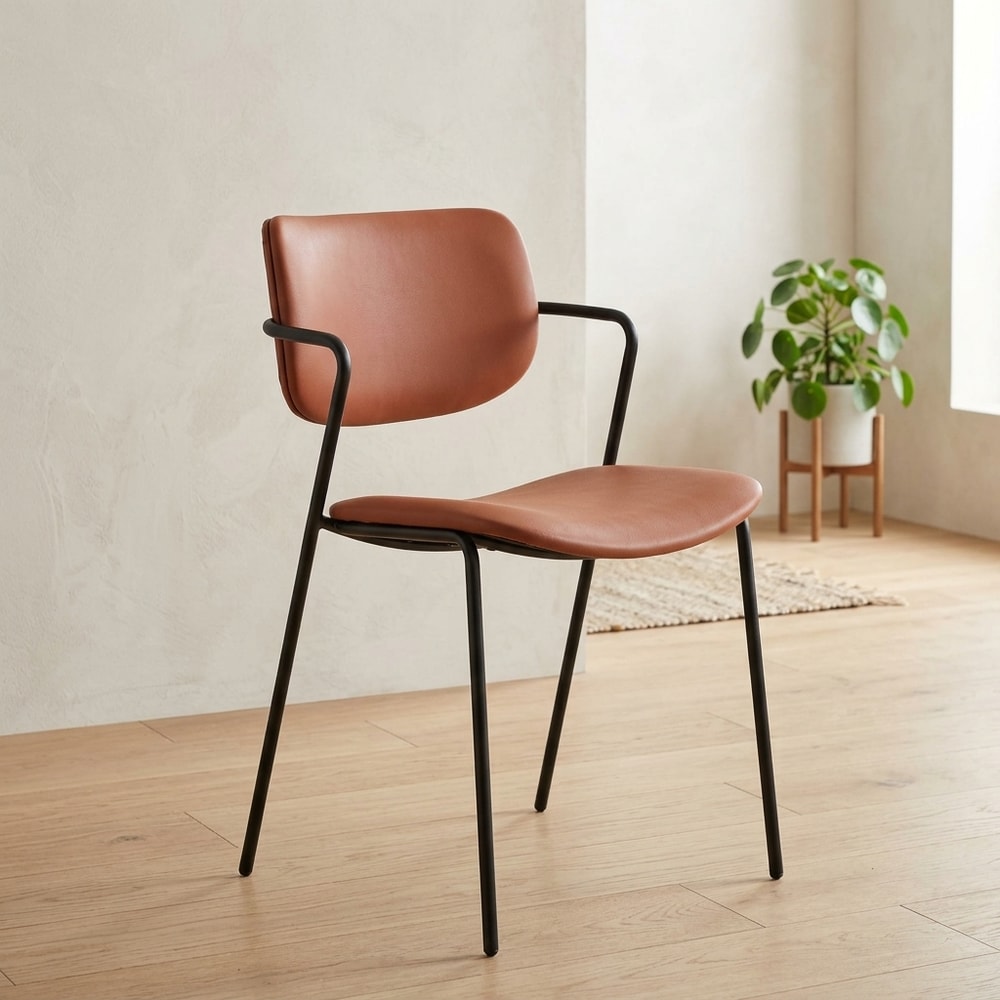 Silla de comedor moderna tapizada color teja