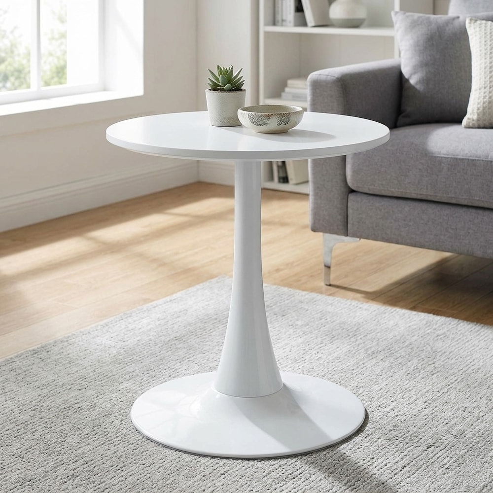 Mesa auxiliar redonda diseño tulip blanca