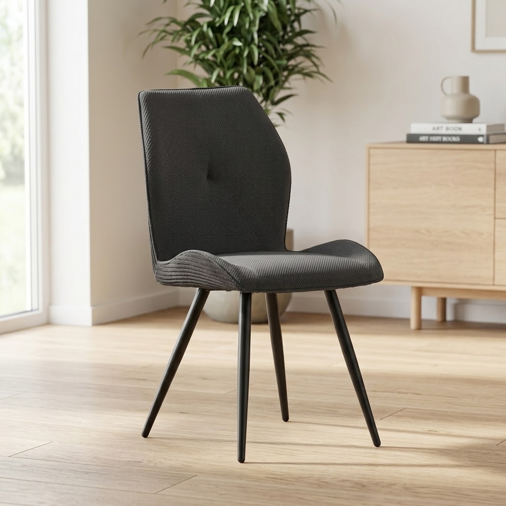Silla de comedor moderna negra con diseño ergonómi