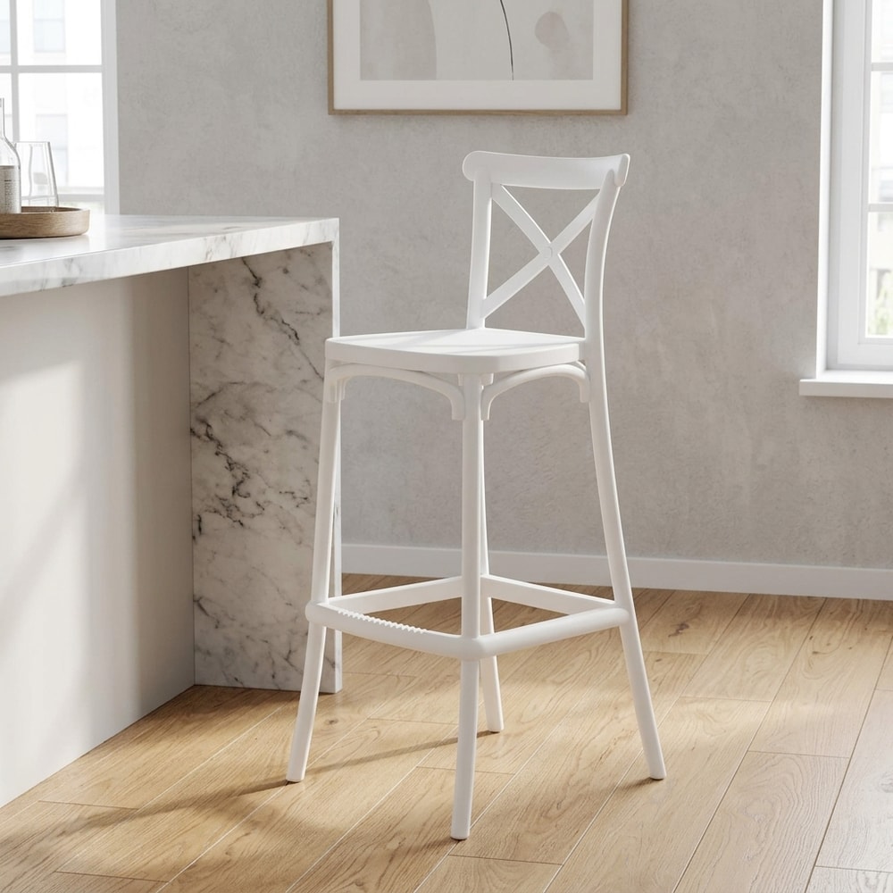 Taburete de exterior en polipropileno blanco