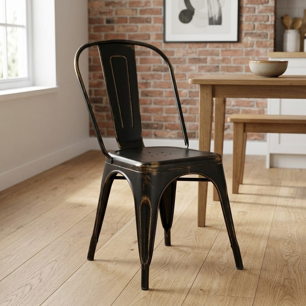 Silla de comedor industrial acero desgastado