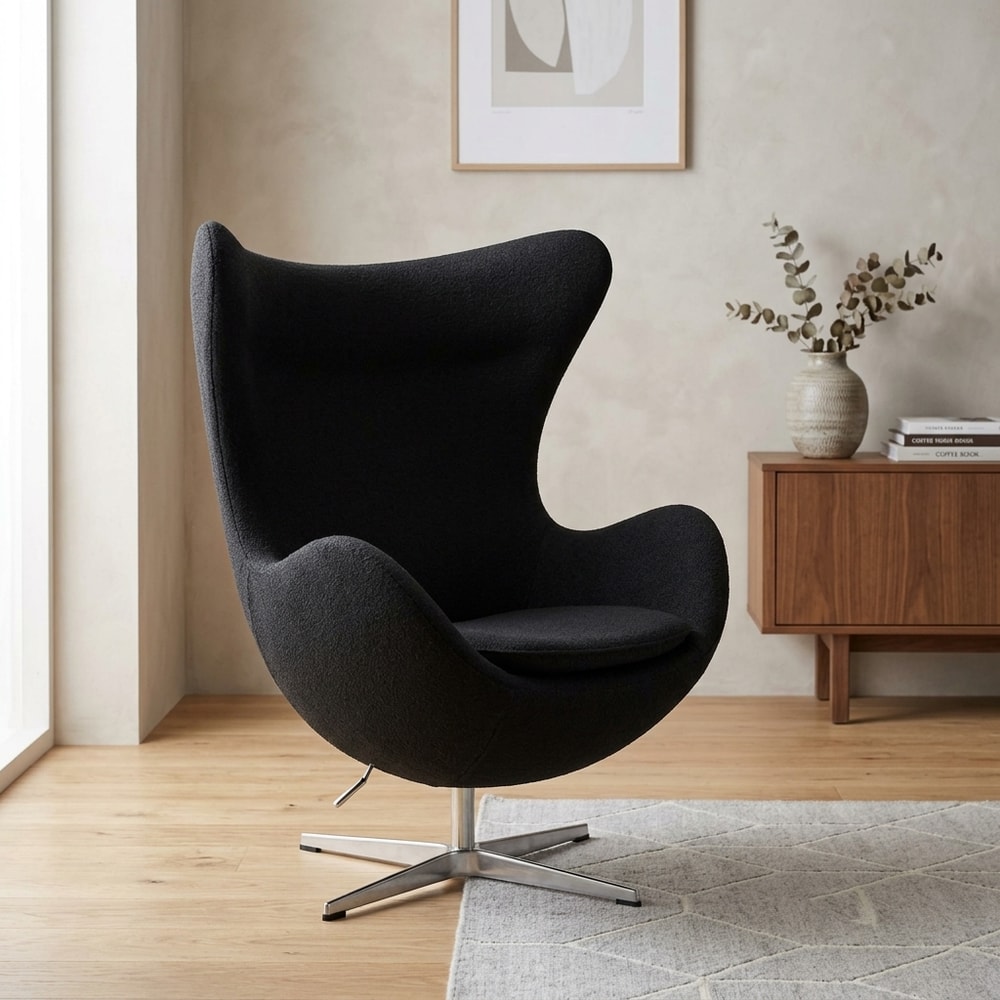 Sillón de diseño giratorio en cachemir negro