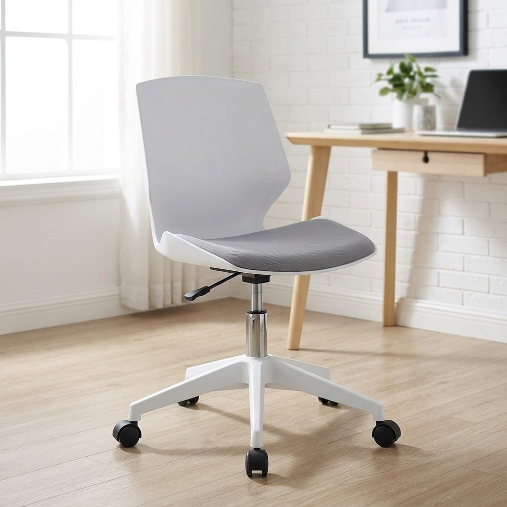 Silla de escritorio giratoria blanca y gris