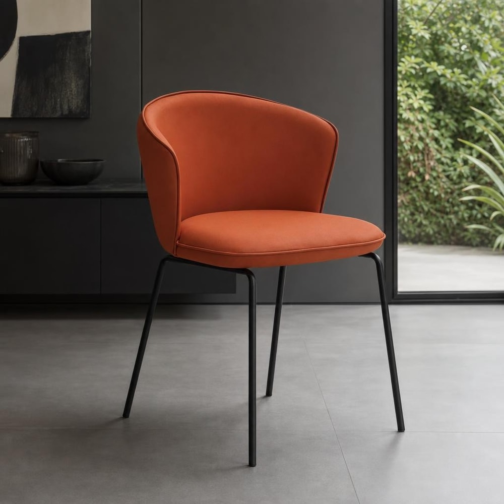 Silla de comedor tapizada terracota