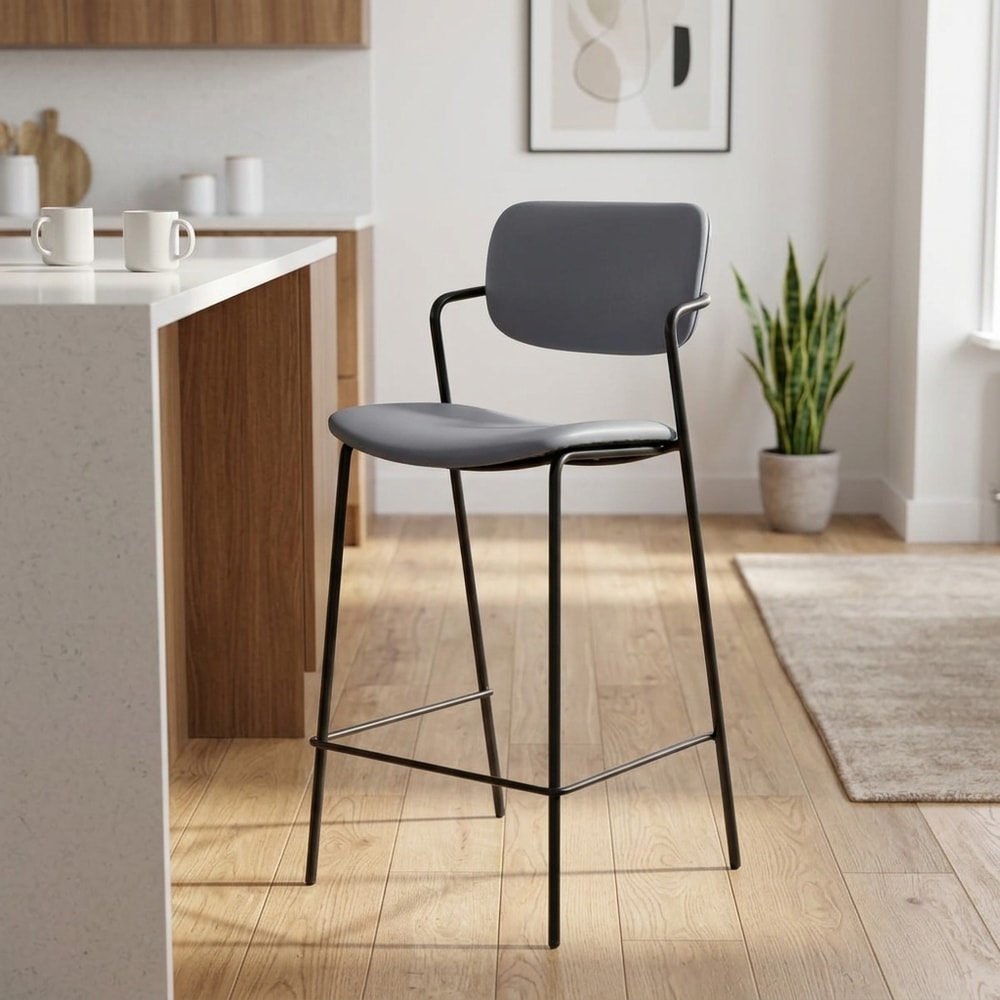 Taburete alto moderno gris marengo con respaldo