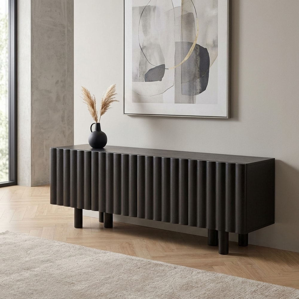 Mueble de TV Negro con Frontal de Diseño