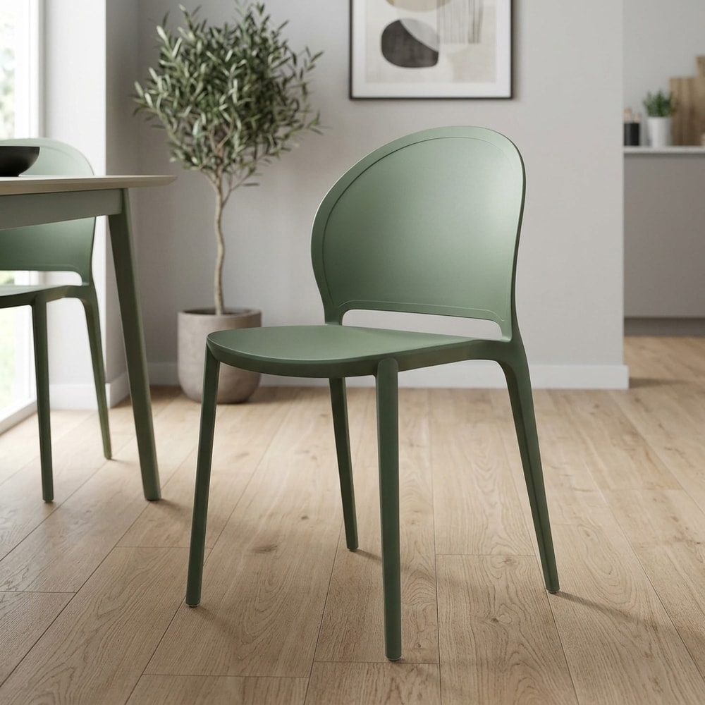 Silla de comedor apilable verde