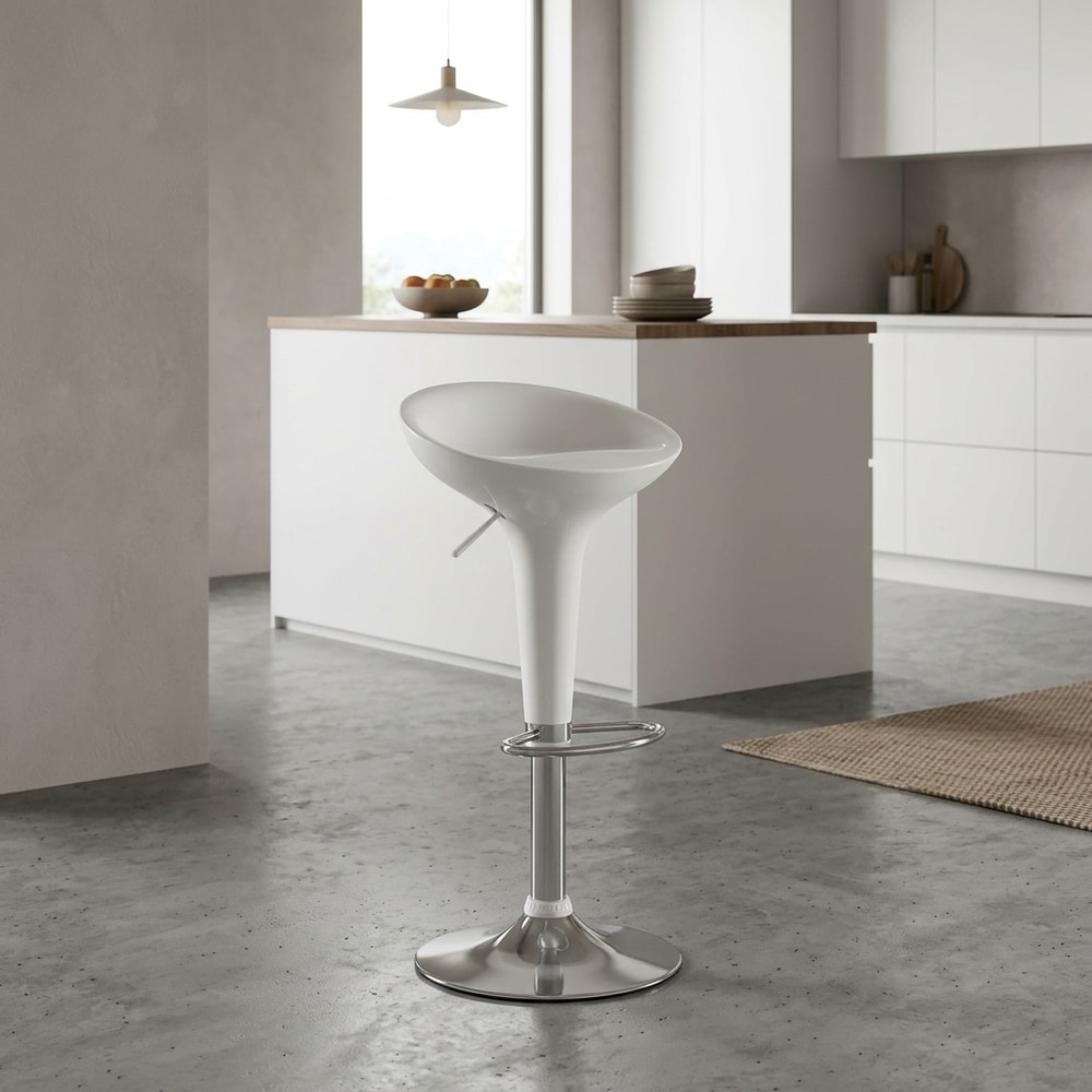 Taburete blanco regulable en altura diseño moderno