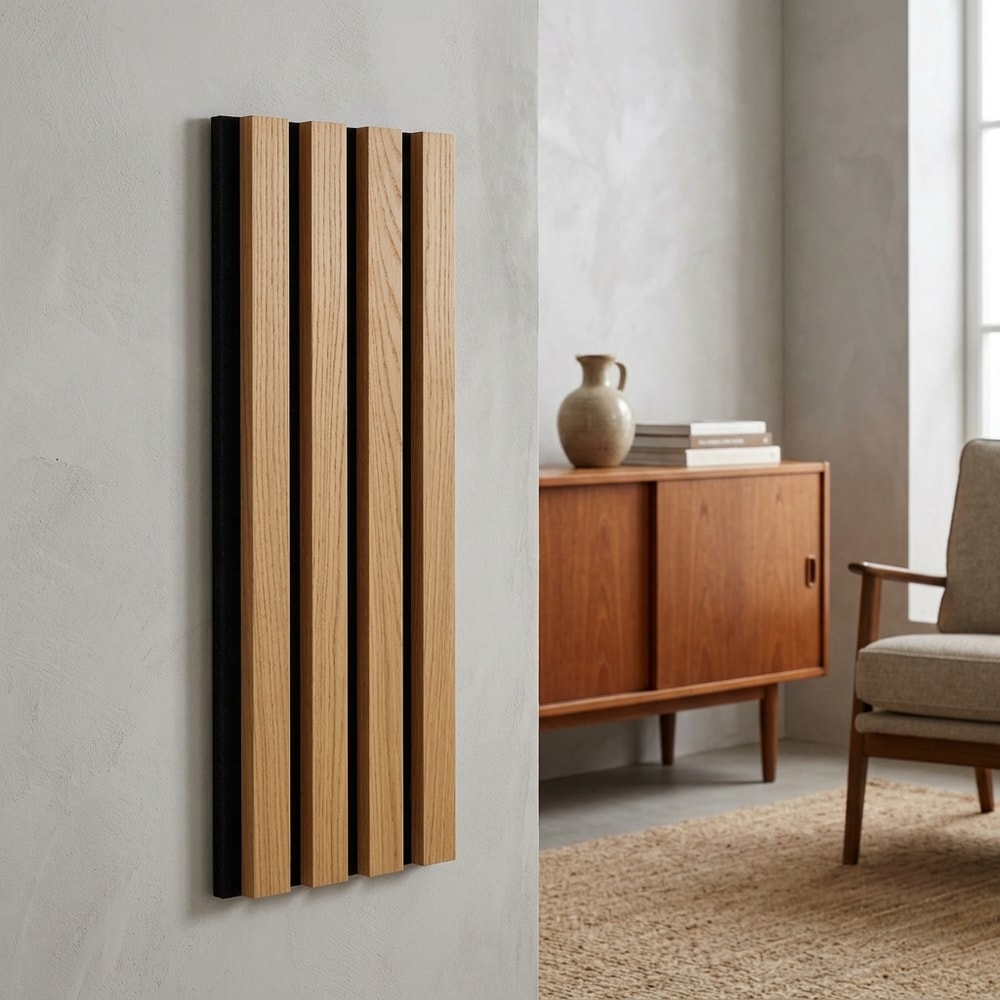 Muestra Panel Acústico Madera y Negro