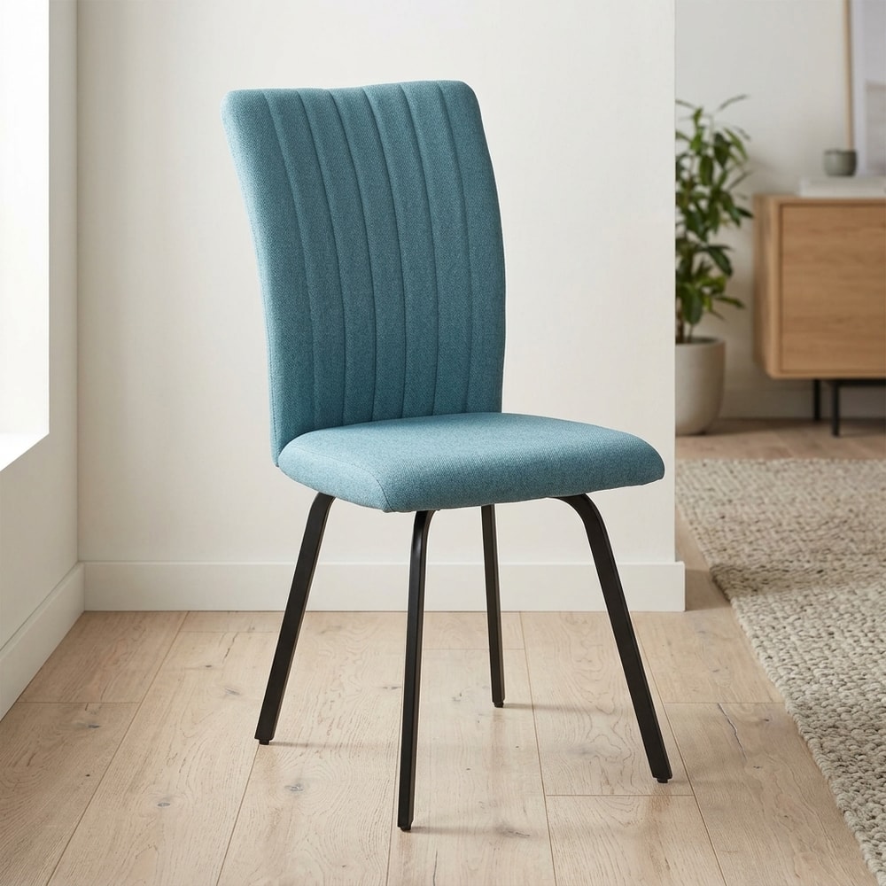Silla de comedor tapizada turquesa