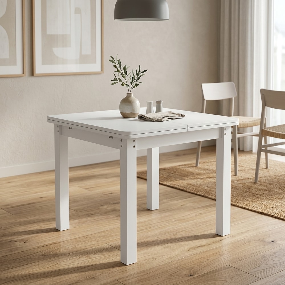 Mesa de comedor libro blanca extensible