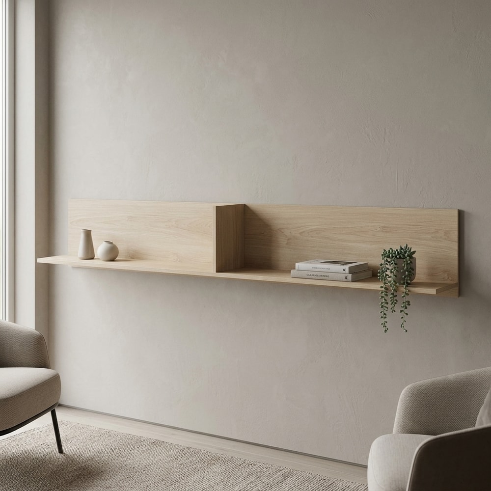 Estante de pared minimalista acabado madera
