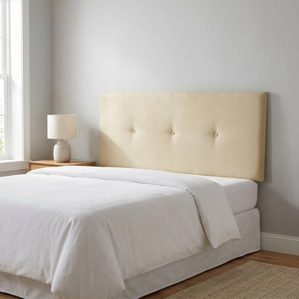 Cabecero tapizado para cama de matrimonio beige