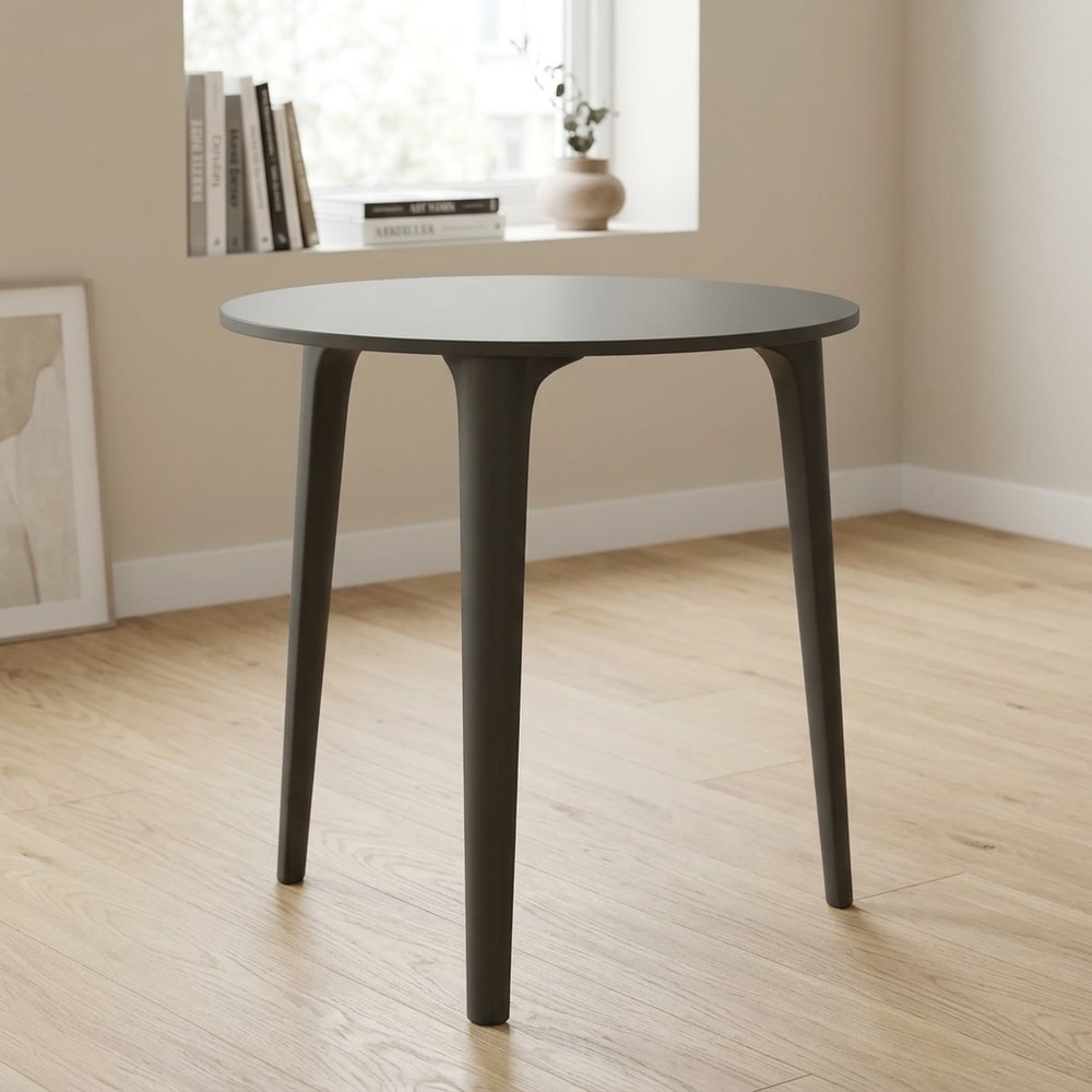 Mesa de comedor redonda gris oscuro