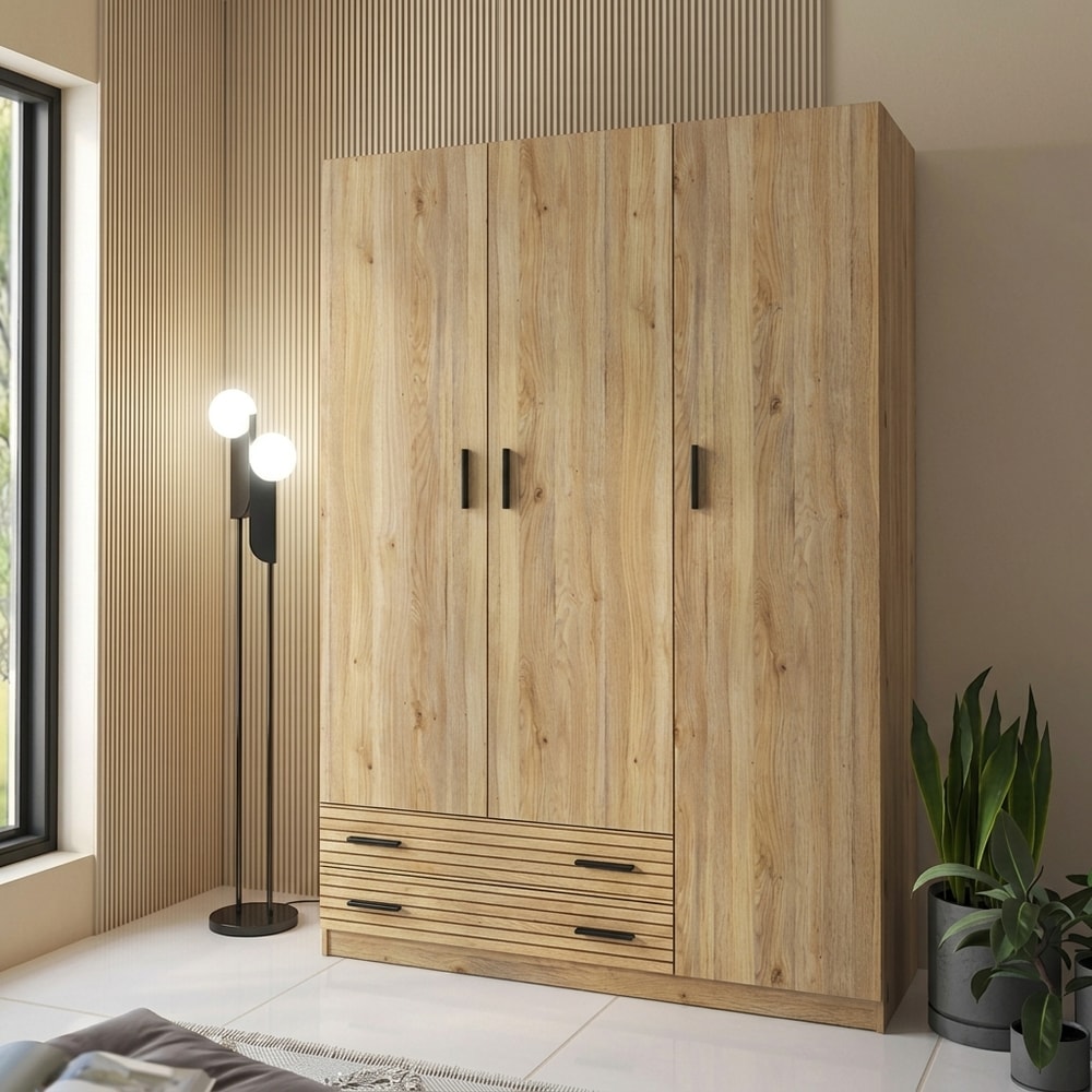 Armario de dormitorio con 3 puertas y 2 cajones