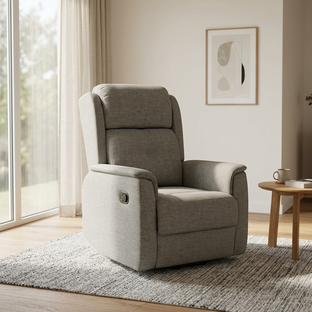 Sillón Relax Manual Tapizado Tela Gris