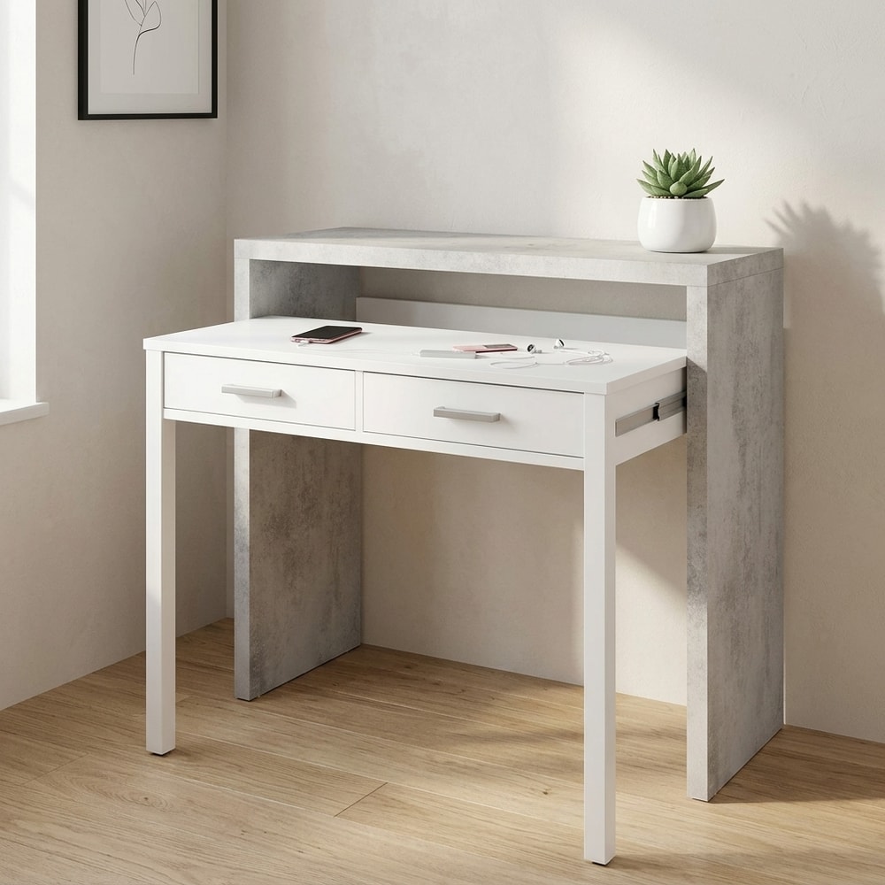 Consola Escritorio Extensible con 2 Cajones