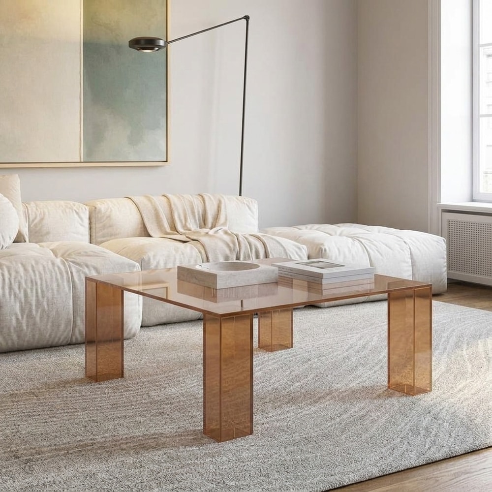 Mesa de centro moderna de cristal marrón