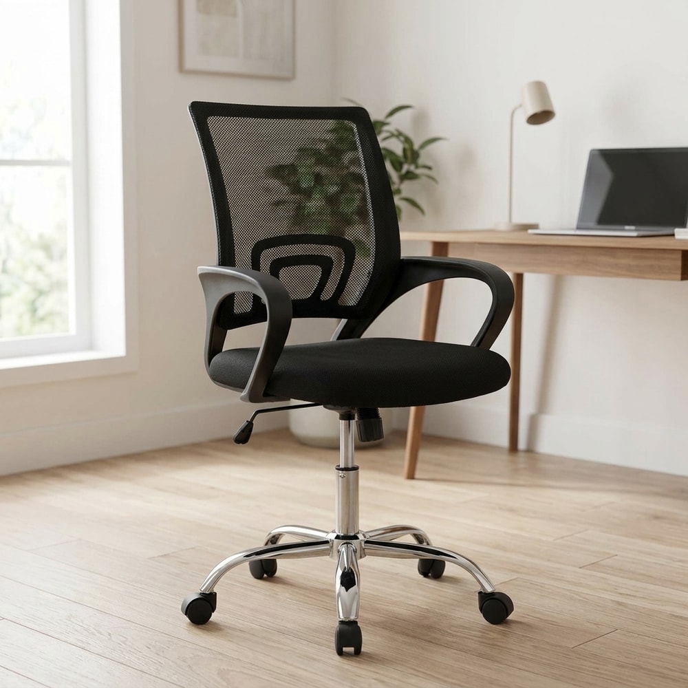 Silla de oficina ergonómica negra transpirable