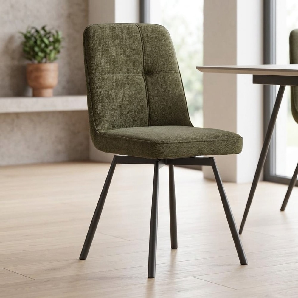 Silla de Comedor Giratoria Tapizada en Verde