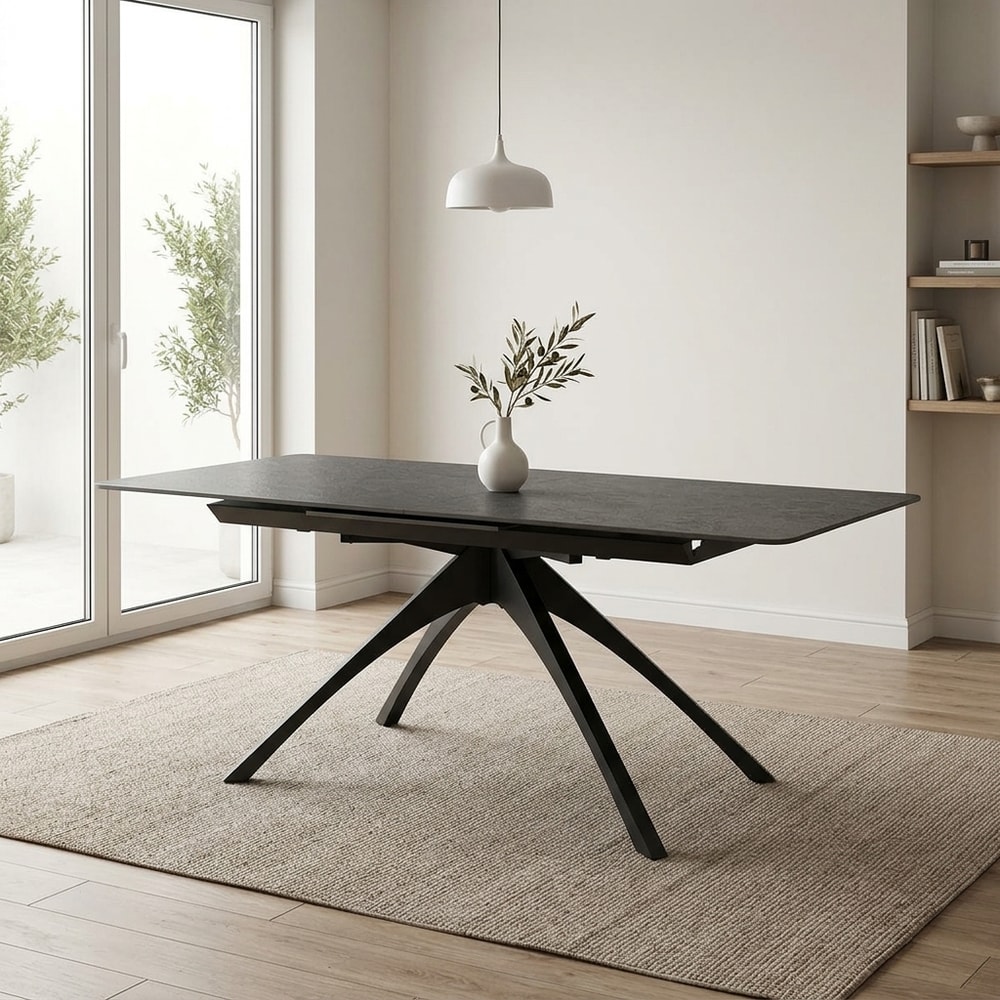 Mesa de comedor extensible moderna gris