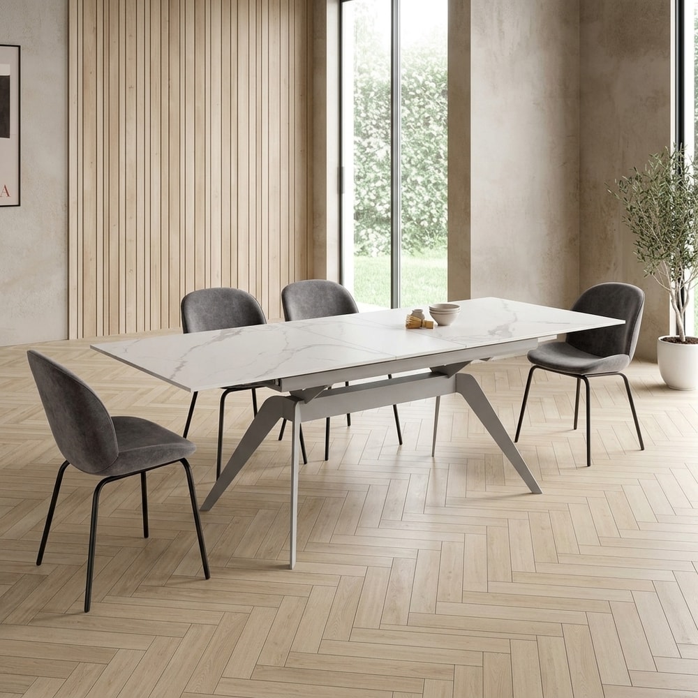Mesa de comedor extensible cerámica blanca