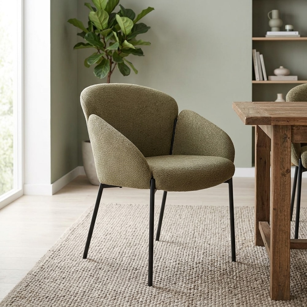 Sillón moderno tapizado en chenilla marrón
