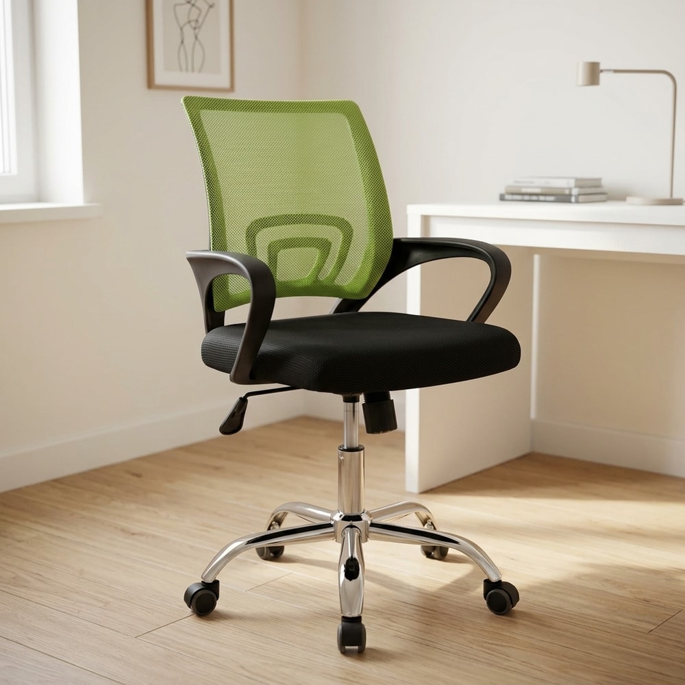 Silla de oficina ergonómica con malla verde