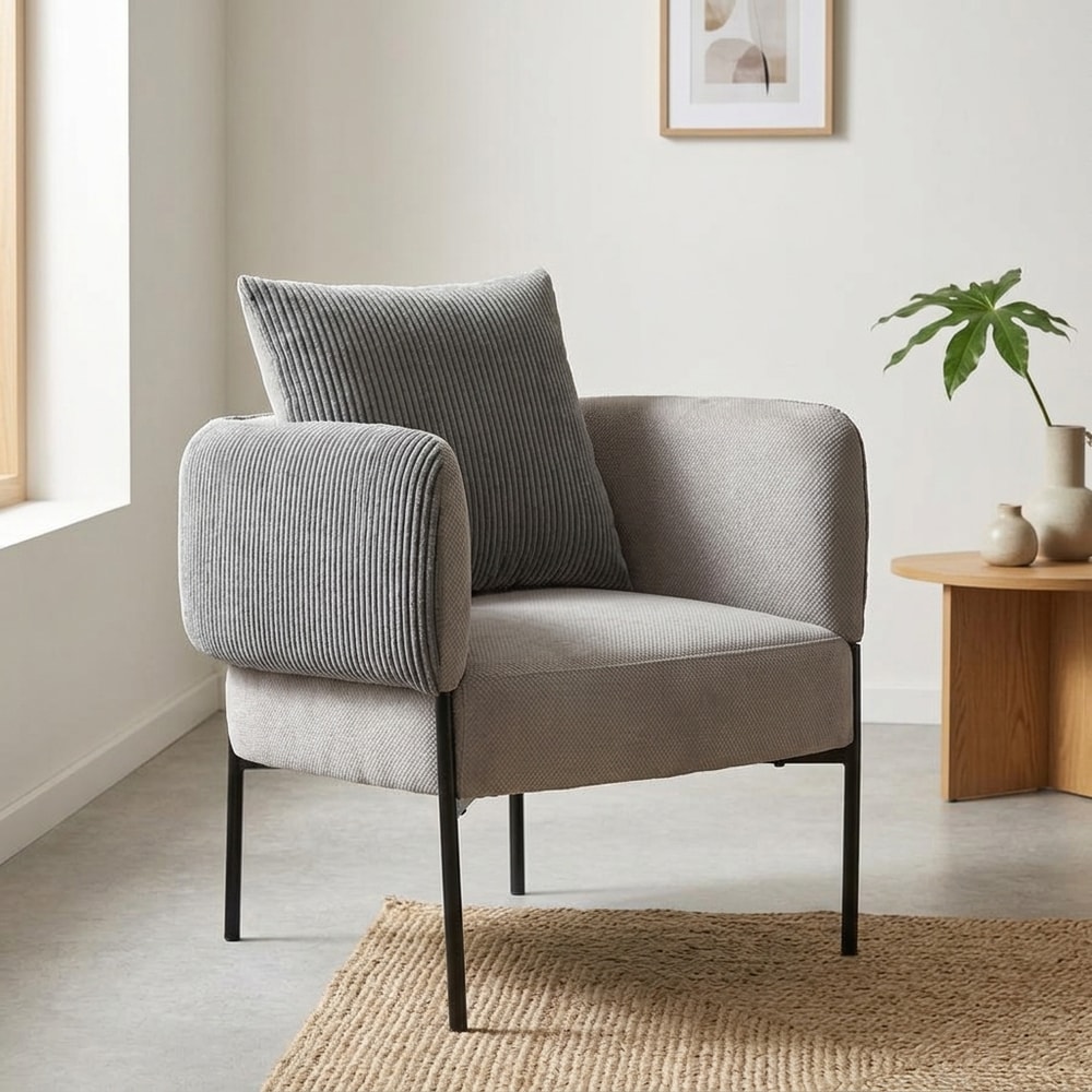 Sillón de diseño moderno gris con cojín extra
