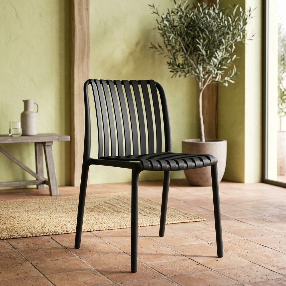 Silla de Exterior Apilable Negra