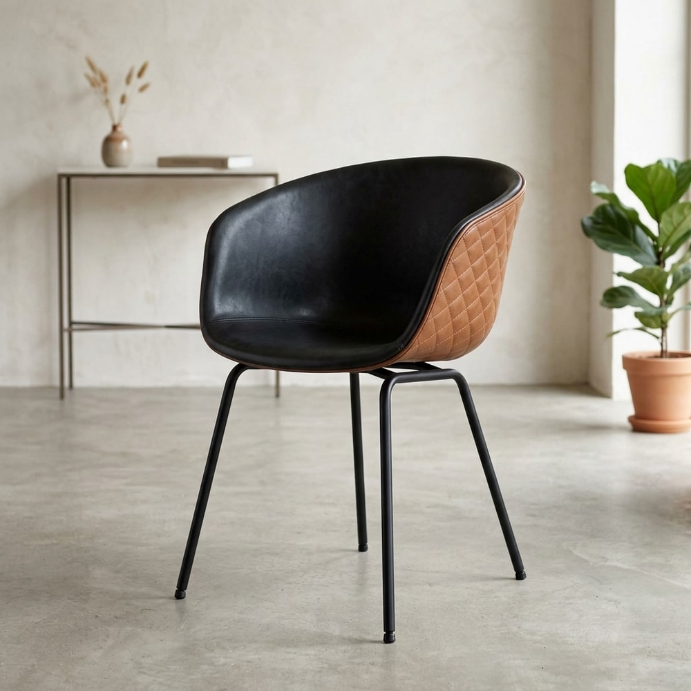 Sillón de diseño en similpiel bicolor y metal