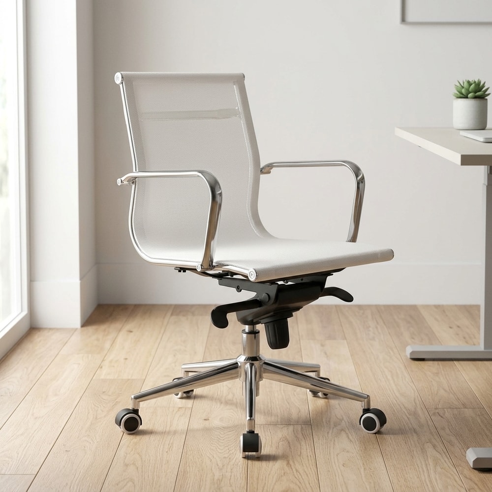 Sillón de oficina ergonómico giratorio blanco