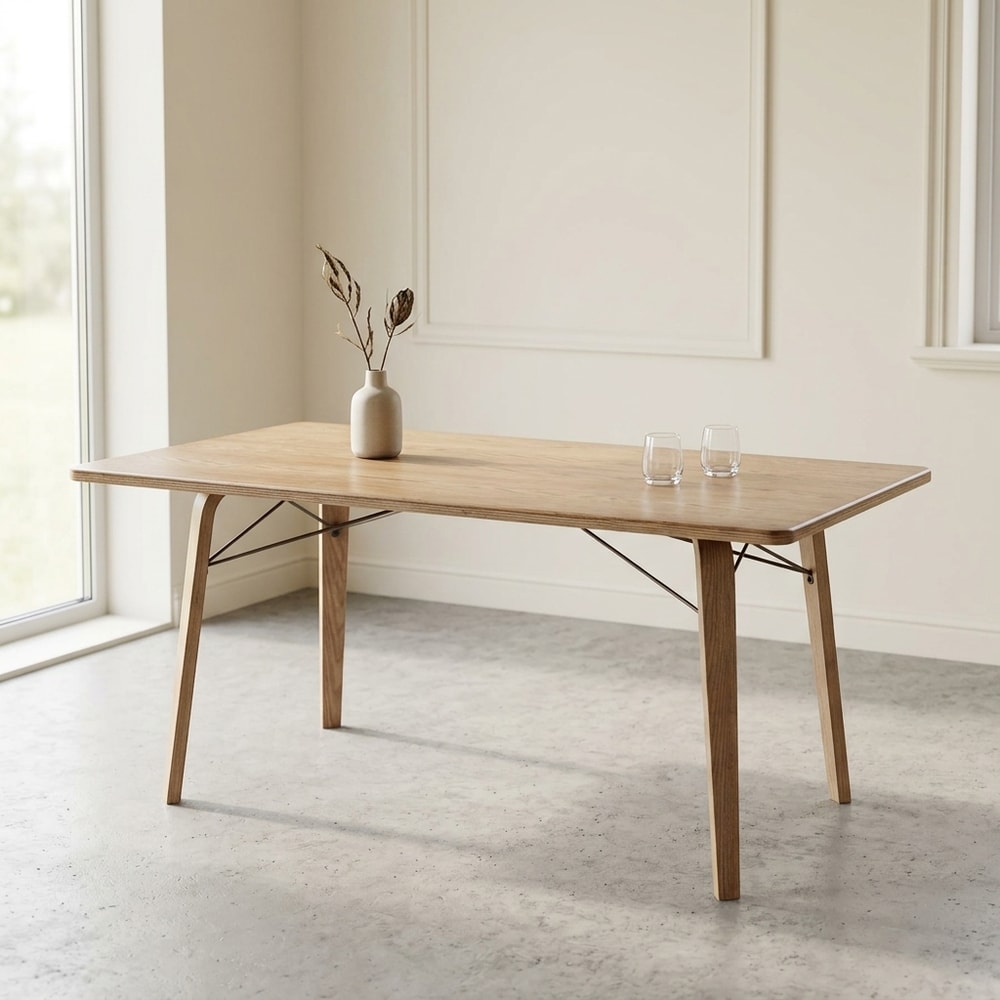 Mesa de comedor rectangular en roble lavado