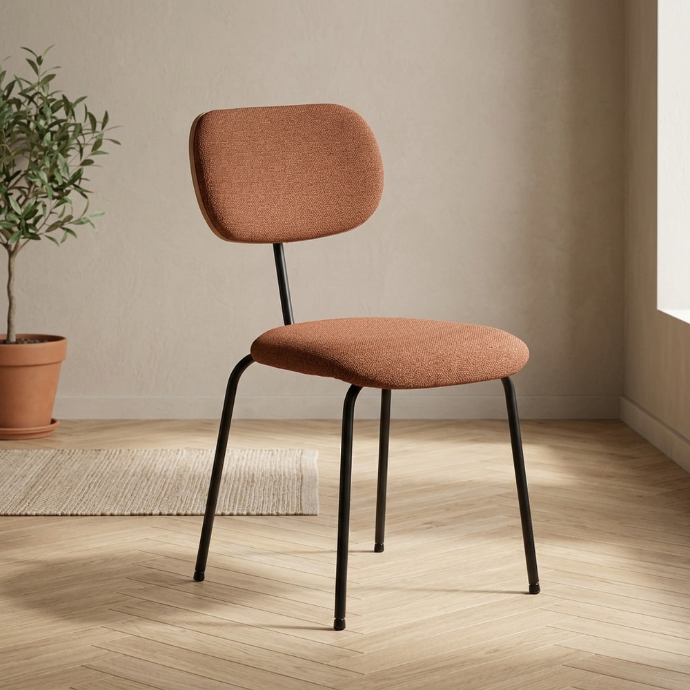 Silla de comedor moderna tapizada en color teja
