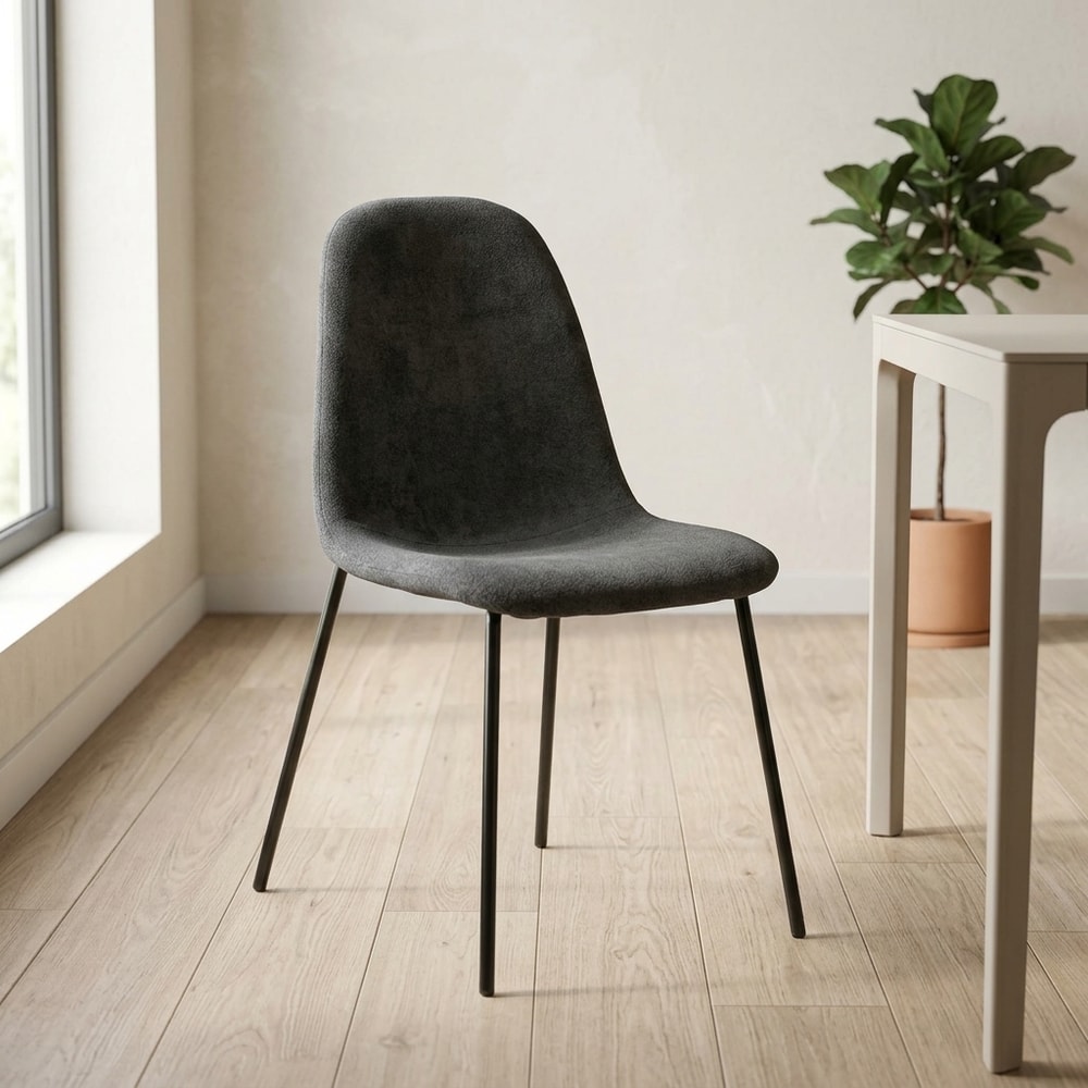 Silla de comedor moderna tapizada en tela gris