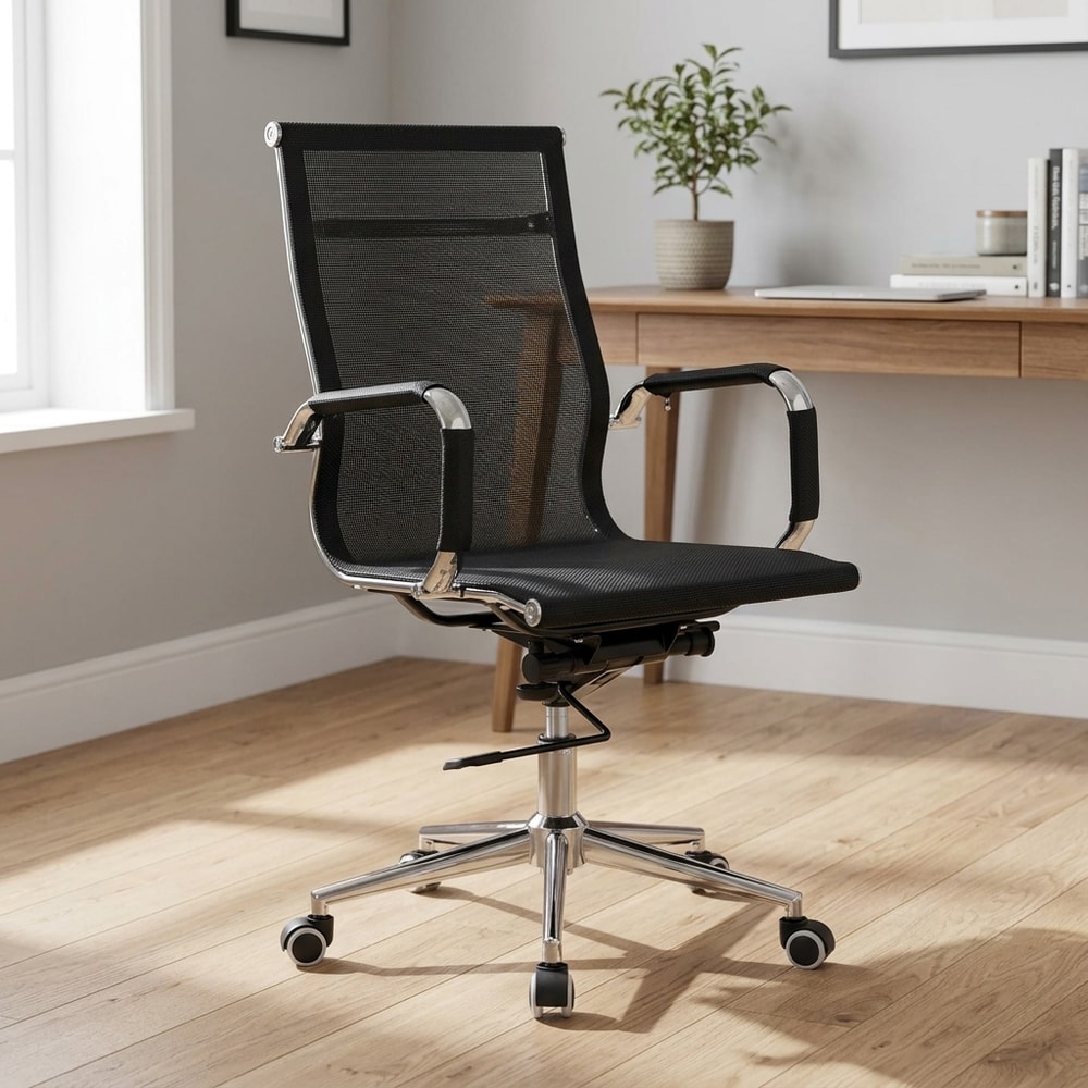 Sillón de oficina ergonómico en malla negra