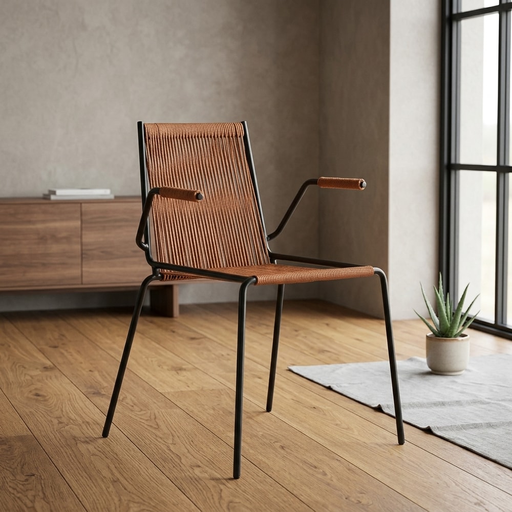 Silla de Exterior con Reposabrazos Terracota