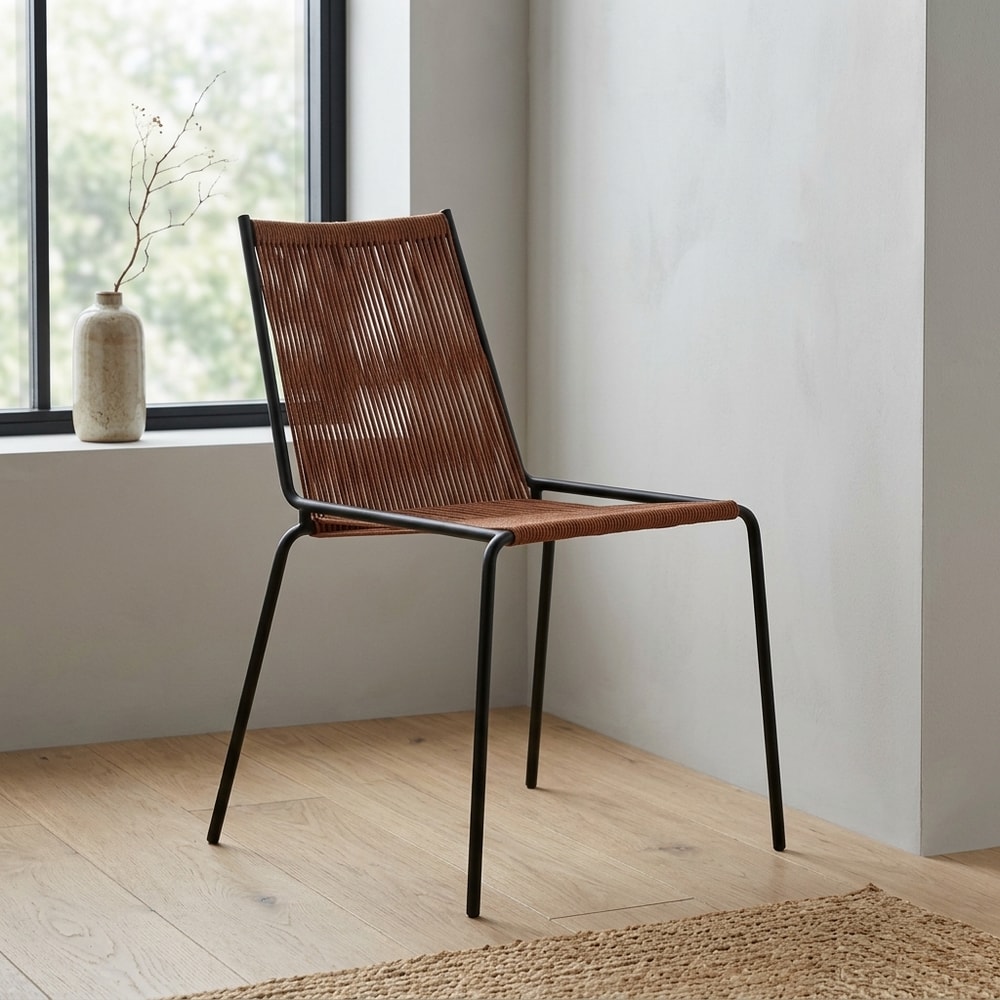 Silla de comedor terracota con patas de metal