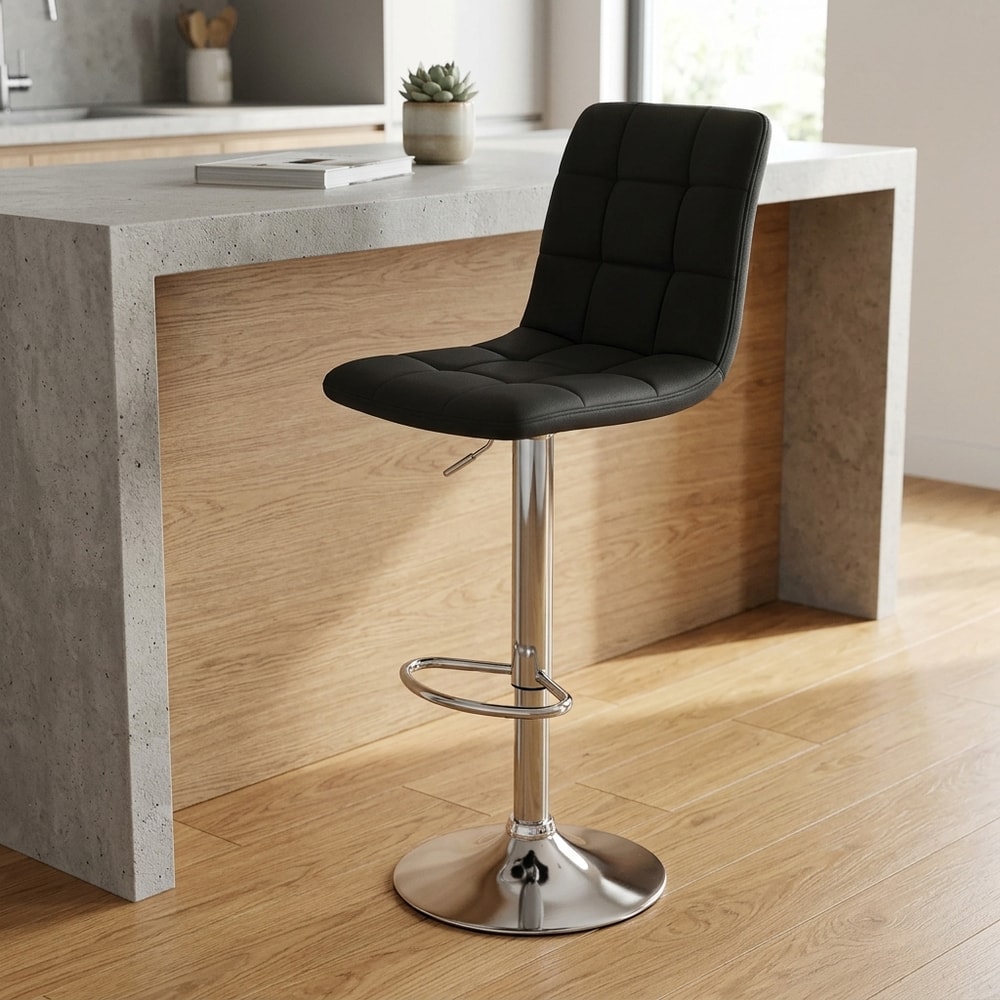 Taburete moderno regulable en similpiel negra