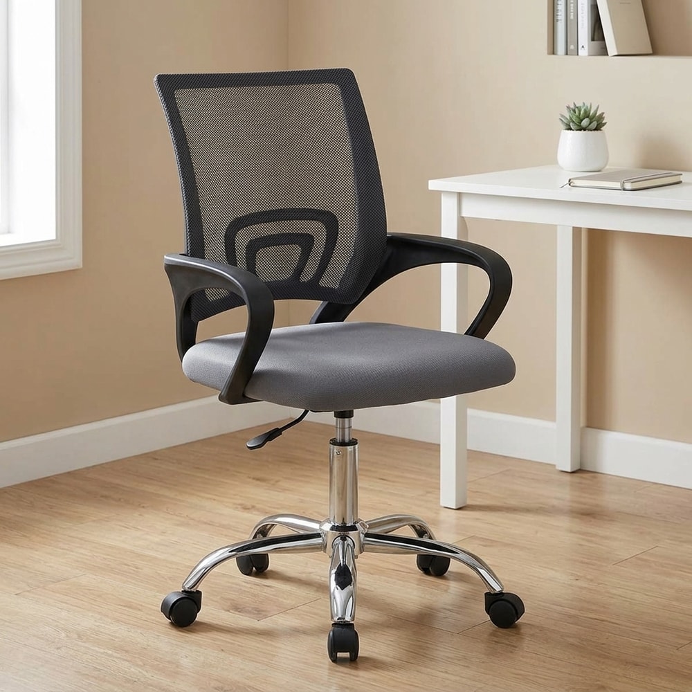 Silla de oficina ergonómica gris y negra