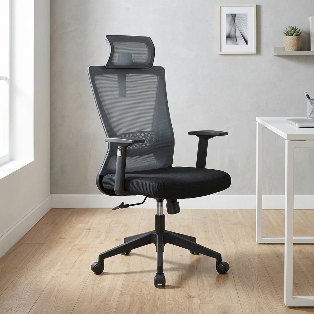 Silla de oficina ergonómica negra y gris